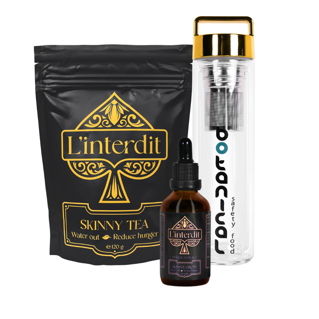 The Skinny Trio( Skinny Tea + Herbal extract + Thermo bottle in gold)